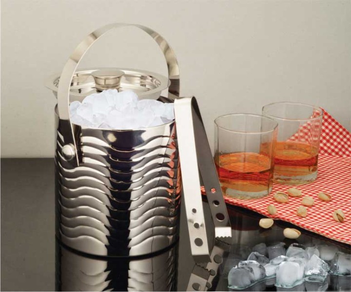 Double Wall Straight Ice bucket With Tong  – Wavy