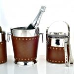 Brown Leather Studded Bar Set