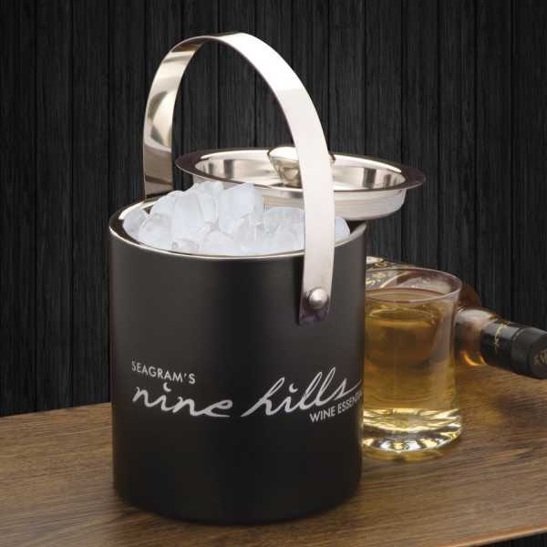 Black Matt Ice With Text Print Ice Bucket