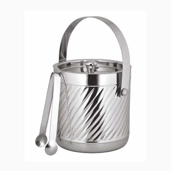 Double Wall Slant Line Pattern Ice Bucket