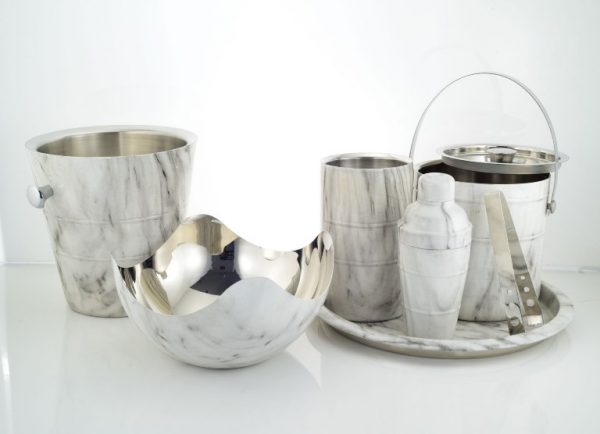 Natural White Marble Bar Set